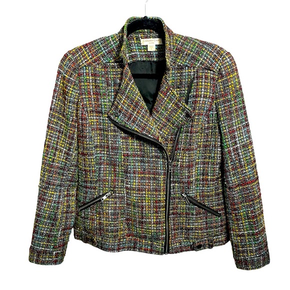 Coldwater Creek Shaped Tweed Zip Jacket Size 8 - Picture 1 of 9